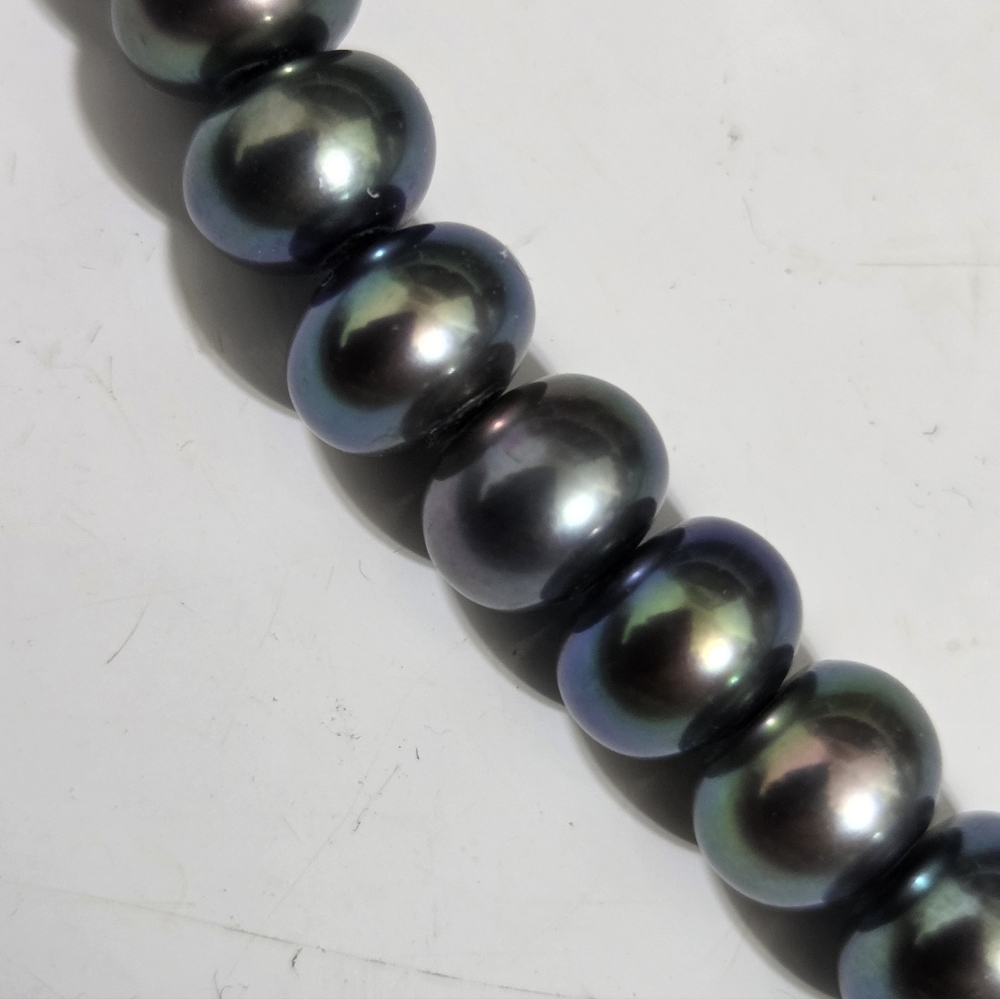 RARE 81pc Natural Wild Tahitian-Type Steel Grey Pearl Necklace 925